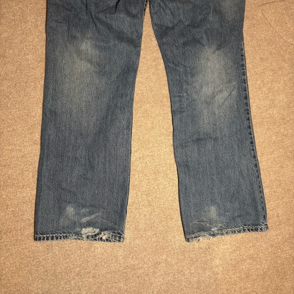 Wrangler Rock 47 Relaxed Boot Cut Jeans 36x32 Thick Stitch Denim - Picture 8 of 9